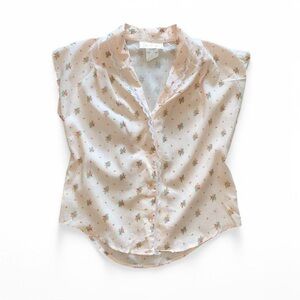 Vintage Blind Faith cream and orange floral button down shirt